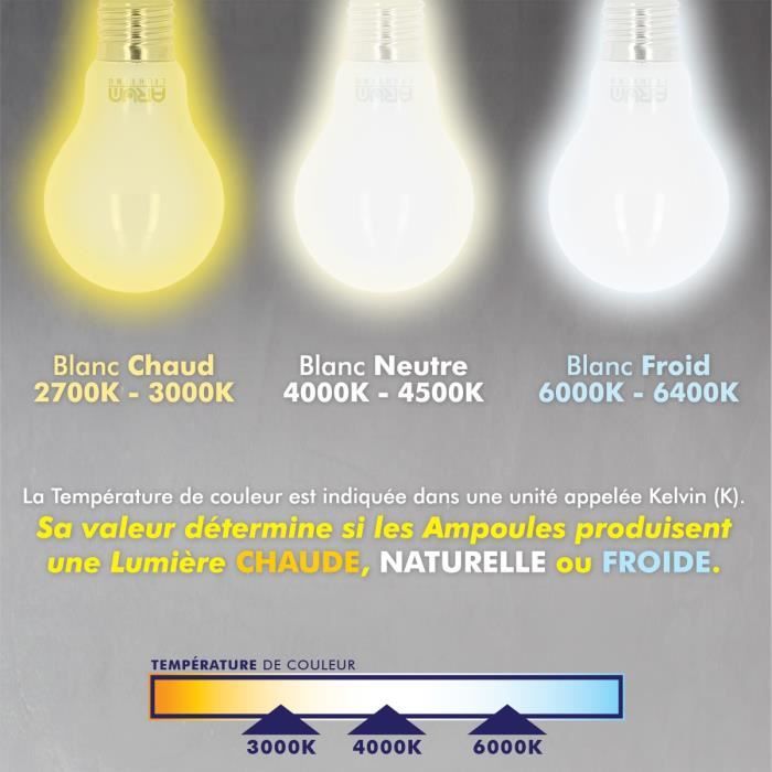 Ampoule LED E27 A60 Dimmable LED Spot 8W 470lm (40W) - Blanc Chaud