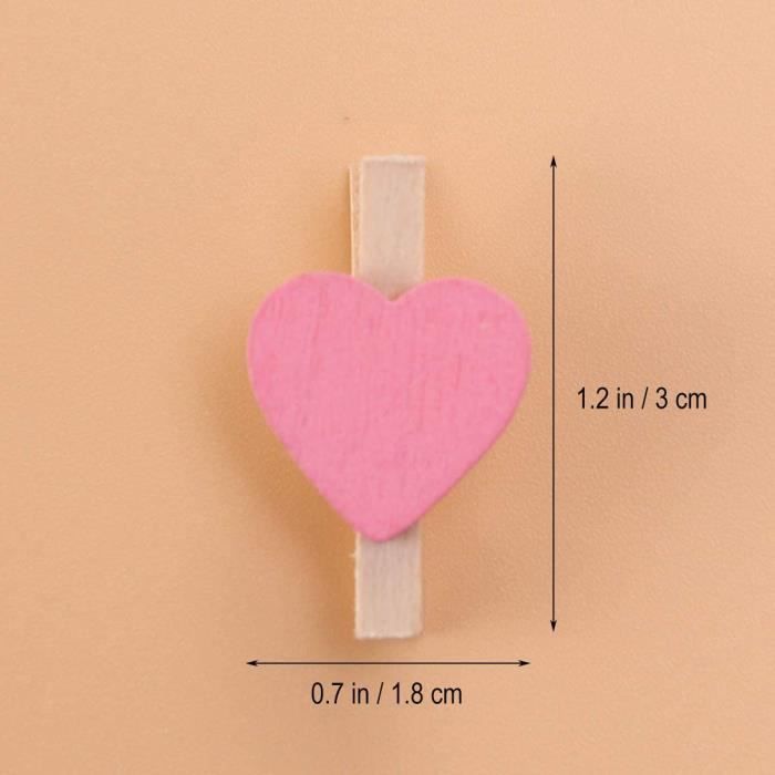 110 Pinces à Linge Bois Cœur + 100m Corde Jute - Clips Photo Décoration Mariage Fête