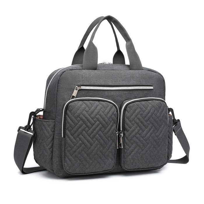 Sac à Langer Grand Format Pour Bébé - Sac Maman Multifonction Avec Sangles Poussette (Gris)