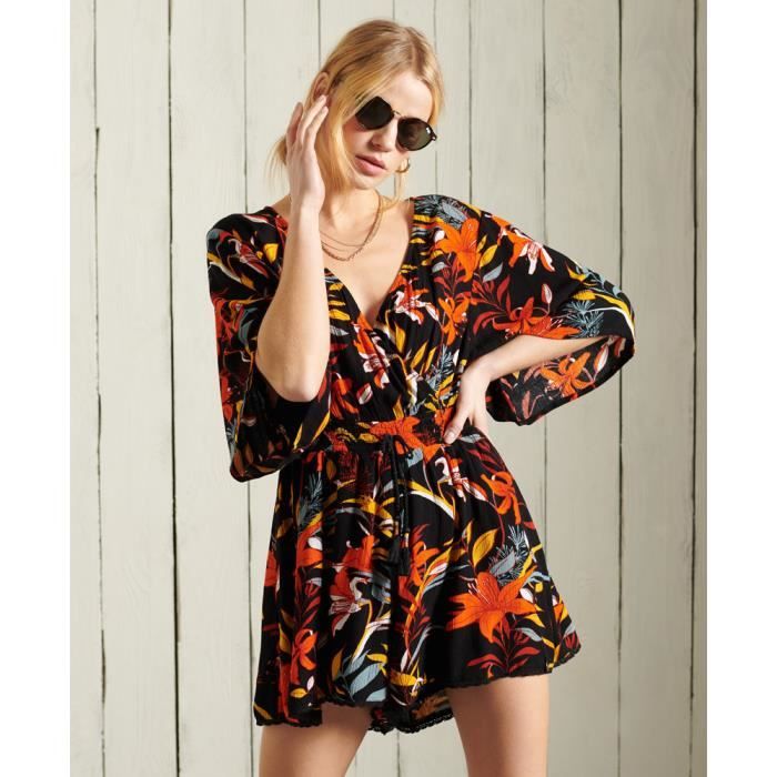Robe femme Superdry Beach noir aop Noir aop Cdiscount Pr t