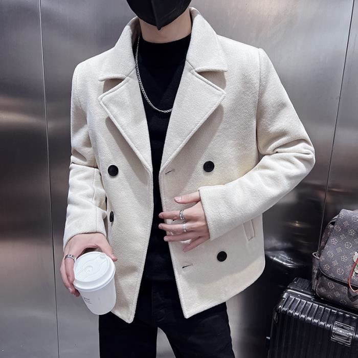 Manteau caban Trench Coat en Tweed pour homme manteau court en