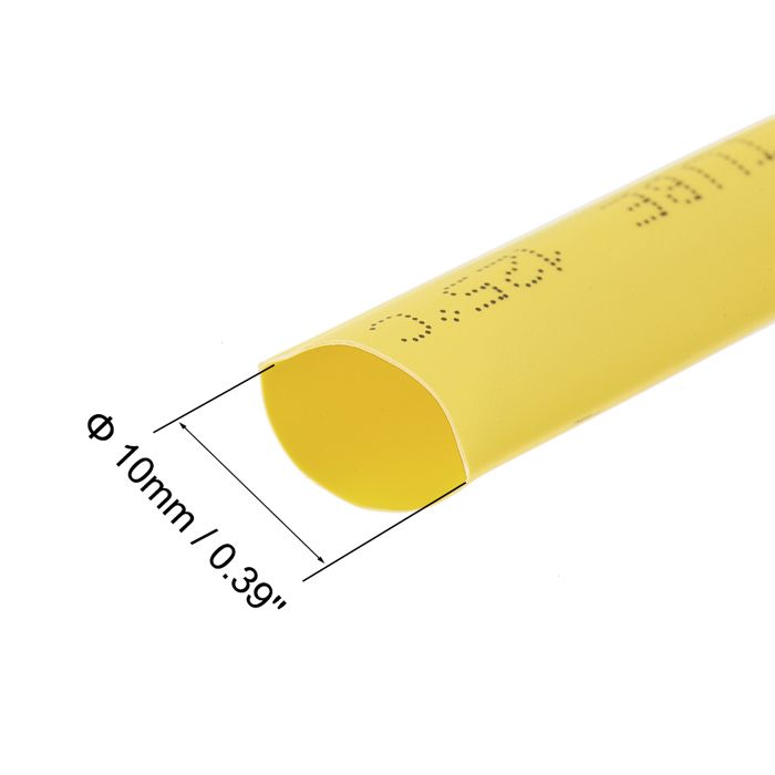 Gaine Thermorétractable Uxcell 10mm/17mm - 10 Pieds Jaune - Pour Câbles