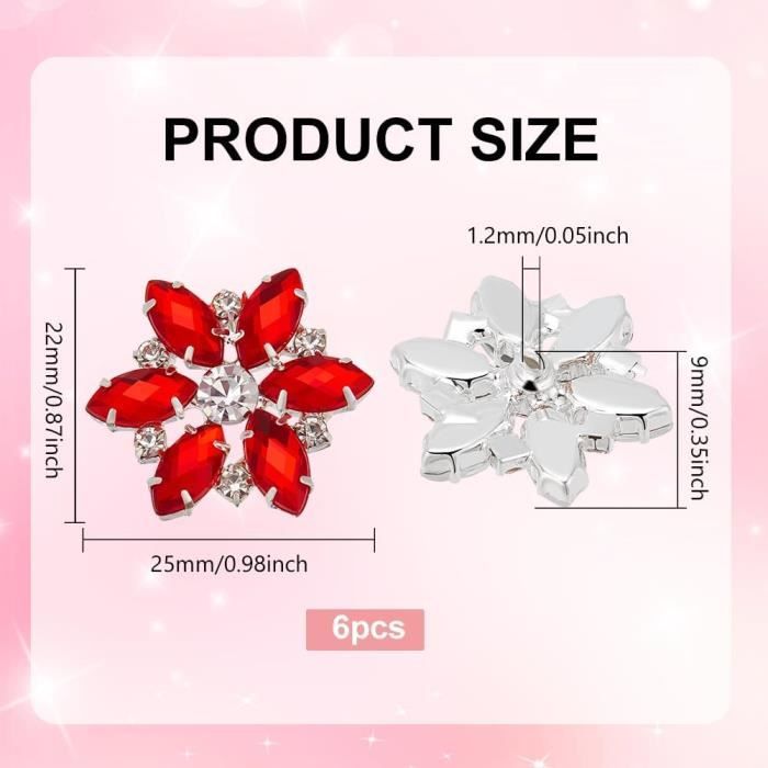 PEILINZE 1 Cache-Bouton Strass Fleur – Housses Boutons Chemise Élégantes Anti-Rouille, Diam. 1,2 Cm