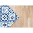 Tapis Vinyle Panorama Carreaux Ciments Fleur Bleu 80x250 cm - Tapis pour Cuisine, Bureau et Salon en PVC-2