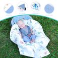 Couverture bébé siège bébé - couverture landau 90x90 cm Couverture siège pour auto avec coton piqué gaufré  Bleu dinosaure-2