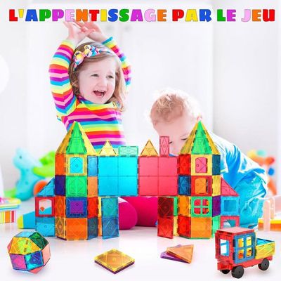 Kinyoda Blocs De Construction Magnétiques 62 Pièces - Jeu Éducatif 3D Pour Enfants Dès 3 Ans - Cadeau Anniversaire