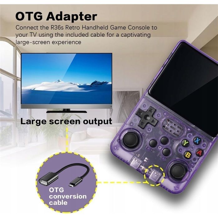 Console Portable R36s Rétro – Écran IPS 3.5″ 640x480 – 128 Go TF – Batterie 3500 MAh – Double Système Linux