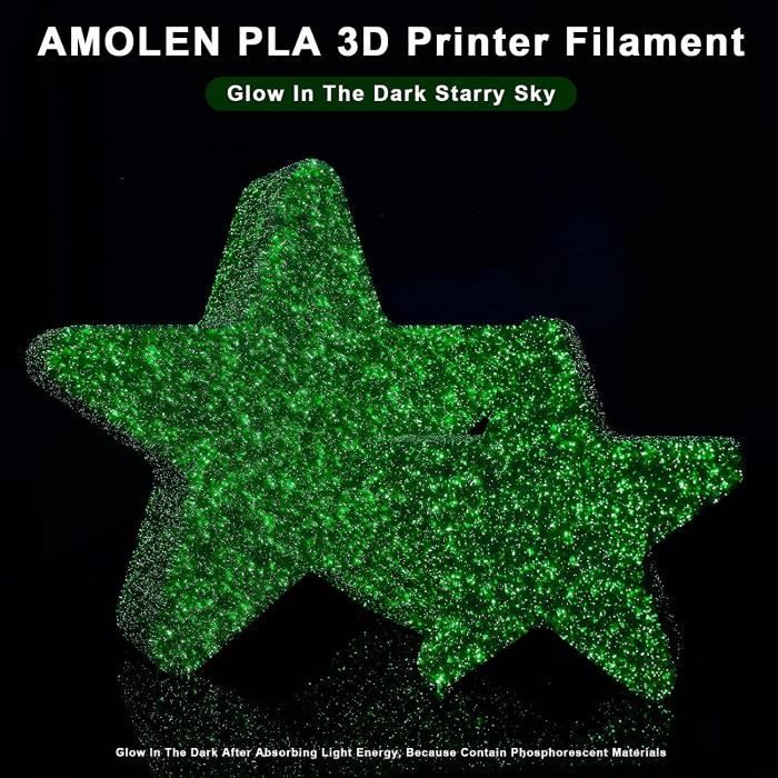 Filament lumineux PLA pour impression 3D, 1.75 MM, brille dans la