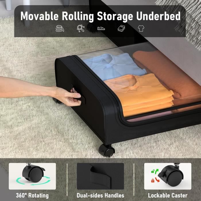 Boîte de rangement à roulettes sous lit ou canapé ProBox