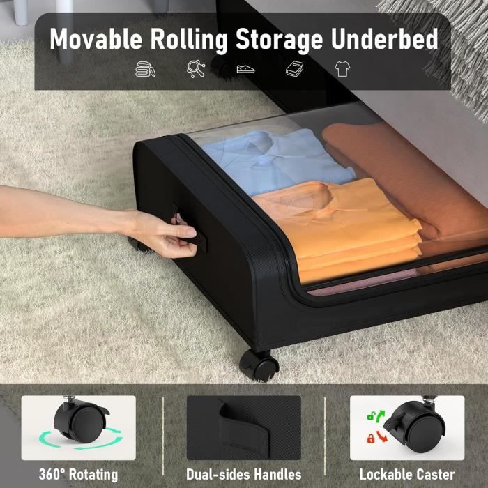 sundis Lots de 6 boîtes de rangement à roulettes 50L avec couvercle VENTILO - no