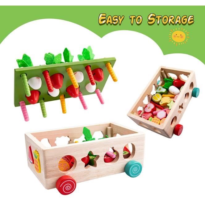 Jeux Montessori, Jouet Enfant 2 en 1 Garcon Fille Éducatif 3 Ans, Jouet en  Bois, Jeu de Peche, Jeu de Tri, Récolte de Carottes - Cdiscount Jeux -  Jouets