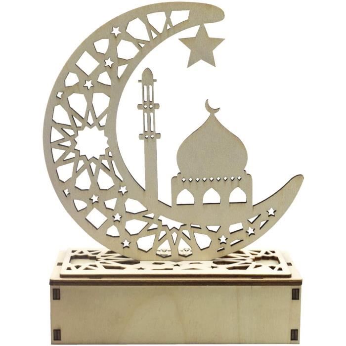 Eid Mubarak Ramadan Lampe led en bois, musulman, ramadan, festival