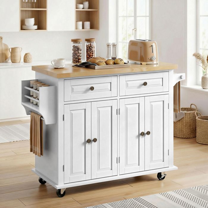 Dessert îlot De Cuisine Multi-rangements Tiroirs Placard 2 Portes Avec Etagere Reglable 105 X 36 X 85 Cm Noir 99386184