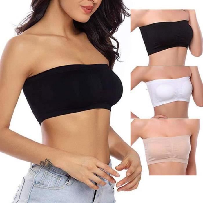 BUSTIER CORSET LINGERIE 3 Pieces Soutien Gorge Bandeau de Femmes Bralette sans Bretelles Bandeau sans Couture Soutien Gorge Top Or Cdiscount Pret a Porter