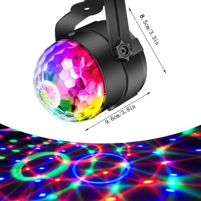 Boule Disco,Jeux de Lumiere pour Soiree,2 Pack Boule Lumineuse Disco  Rotative,Lumière Soirée Lampe de Scène 7 RGB Couleurs avec  Télécommande,Boule à
