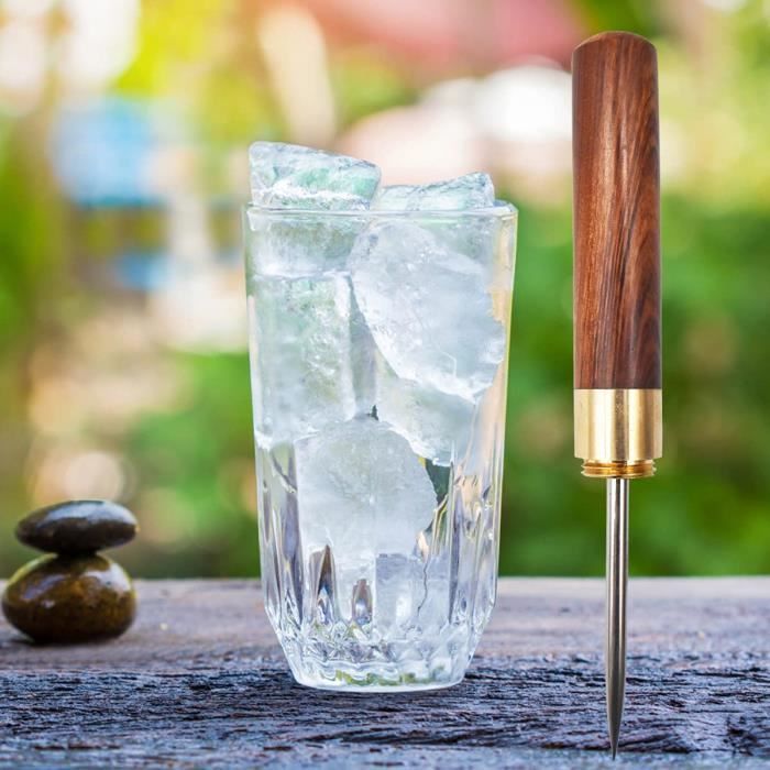 Pic à Glace En Acier Inoxydable Avec Manche En Bois Pour Faire De La Glace Dans La Cuisine, Pique-nique, Barman, Bar, Camping, 2 Pièces