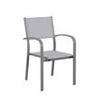 Table de jardin extensible aluminium 270cm + 8 fauteuils empilables textilène gris - LIO 8-3