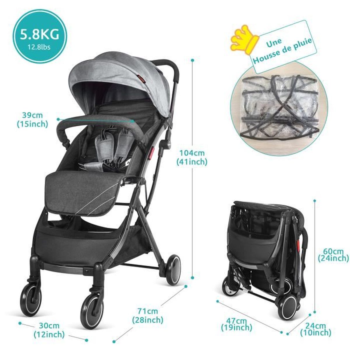 B/éb/é Confort Poussette Compacte Voyage Poussette Pliable Avec Auvent Pour B/éb/é Bleu Poussette Pliante Id/éale Pour Avion