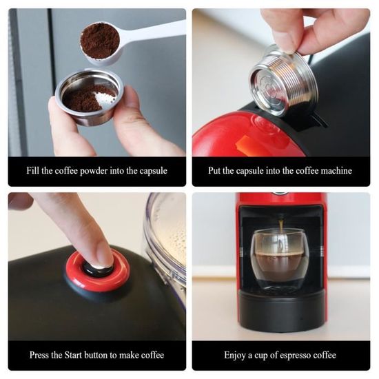 Cosses rechargeables de café de couvercles réutilisables de capsules dacier inoxydable pour la machine à café