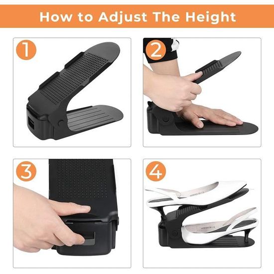 10 Étagères à Chaussures Réglables Blanc - Gain De Place Antidérapant