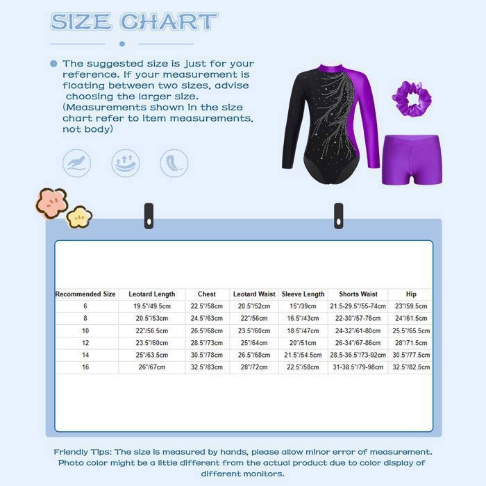 Ensemble Justaucorps Et Short Fille Strass Pour Danse/Gymnastique - Taille 5-16 Ans - Manches Longues - Matière Stretch