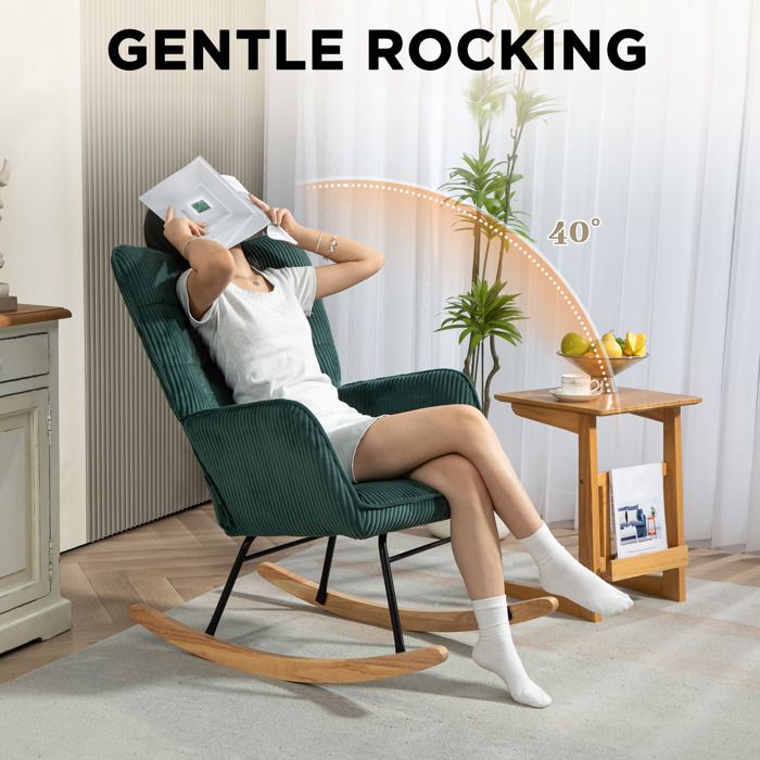 Fauteuil à Bascule Outsunny En Bois Massif Avec Accoudoirs - Chaise Relax Jardin 69 X 86 X 115 Cm