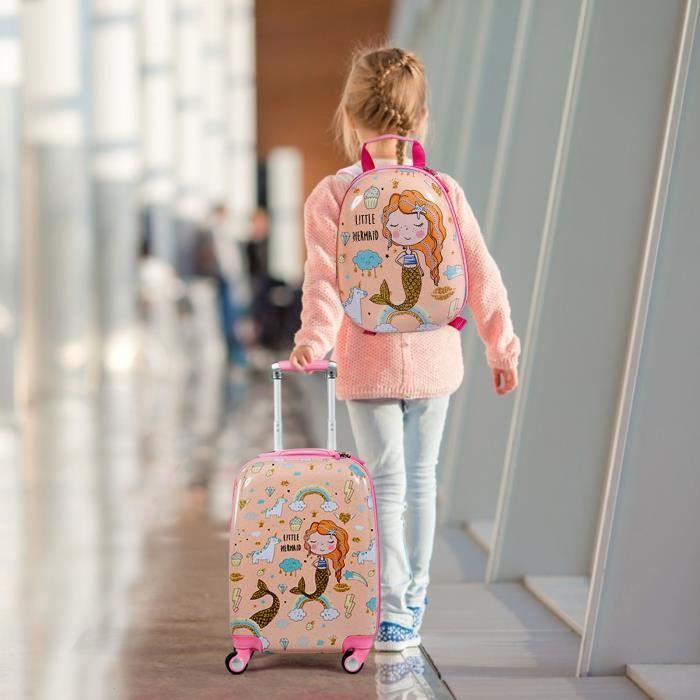 Asixxsix Valise à Roulettes Pour Enfants - Valise Multifonctionnelle Avec Pédales Rabattables 90° Et Roulettes Pivotantes, Grande Capacité (Marron)