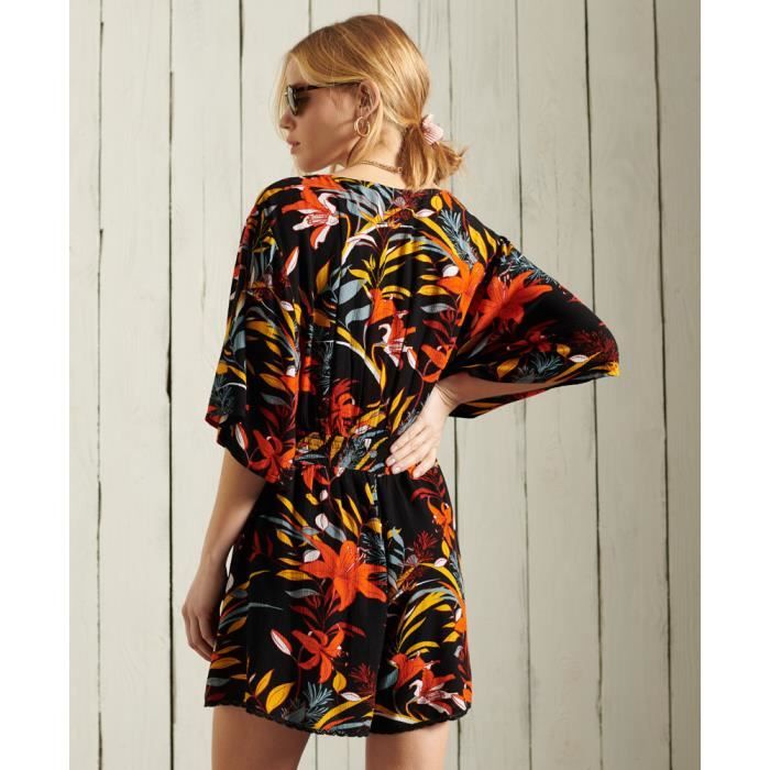 Robe femme Superdry Beach noir aop Noir aop Cdiscount Pr t
