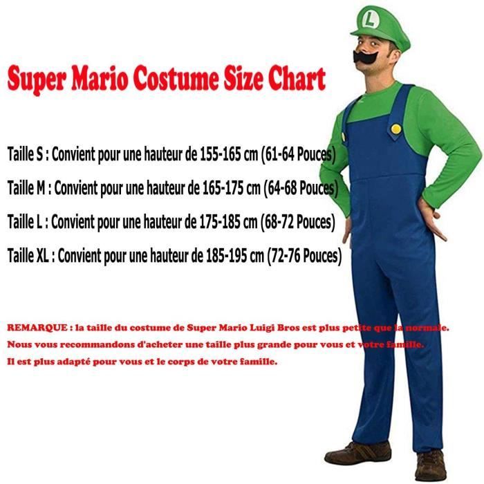 Déguisement Super Mario Luigi Bros pour Adulte Adolescent Homme