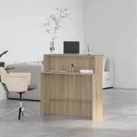 Bureau De Réception Blanc 100x50x103,5 Cm - Bois D'ingénierie, Comptoir Intégré, Parfait Pour L'accueil