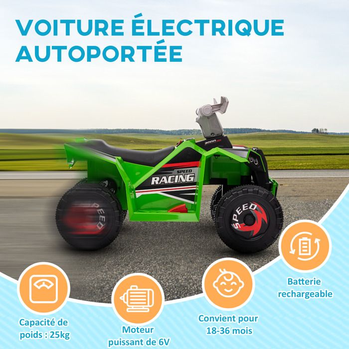 Véhicule électrique pour enfant Homcom Quad électrique enfant V. max. 2,5 Km/h 6 V rose