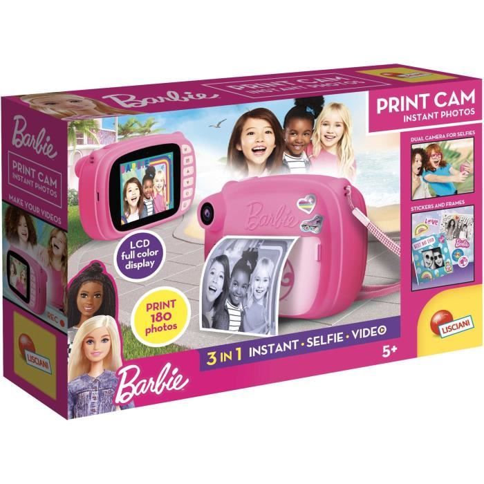 Lisciani - Barbie Print Cam Hi-Tech, Recharges, enfants de 4 ans, 2 rouleaux pour 120 utilisation, impression immédiate de vos photos, fonction vidéo et Selfie, multicolore, moyen, 97968