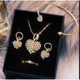 Coffret de Bijoux-Collier-boucles D'Oreilles-Braceleten et Bague en Cristal-Coeur Romantique, Bijoux de Fête Pour Femme - Cadeau-0