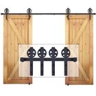 SNOGOLD 1.83M Ensemble Kit de Rail Porte Coulissante Quincaillerie Systeme pour Double Porte Bois Suspendue Industriel, 6FT