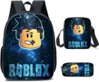 AODUX Sac à dos Roblox pour garçons avec boîte à déjeuner et trousse à crayons, sac à dos d'école, sac à dos pour ordinateur, 30*17*40