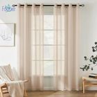 FOOTIER Lot de 2 Rideaux Voilage à Oeillet Rideau Semi-Transparent intérieurs pour Chambre Salon Maison 140x220 cm Beige
