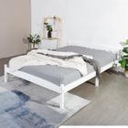 IPOTIUS Lit Double Cadre de Lit en Bois Massif avec Sommier en Lattes 140 x 190 cm Blanc