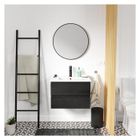 MOB-IN Meuble simple vasque 60cm SORRENTO Noir + vasque + robinet noir + miroir