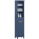 SoBuy Meuble Colonne Salle de Bain Bleu Foncé avec Tiroir et Étagères, Design Élégant et Rangement Optimal 35x30x170 cm