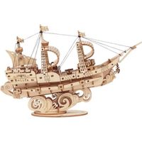 Puzzle 3D Mécanique en bois - Rolife - Navire à voile - 118 pièces - A partir de 8 ans - Enfant