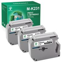 Rubans d'étiquette compatibles MK231 M-K231 GREENSKY pour Brother - Noir sur Blanc - Lot de 3