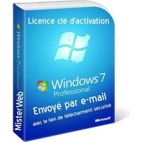Clé d'activation Licence Windows 7 Professionnel - FR - A Télécharger 32-64Bits Pas CD DVD