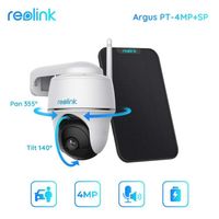 Reolink 4MP HD Caméra surveillance Extérieur Sans fil PT 360°- wifi 2,4/5Ghz, batterie/solair, Détection -Argus PT + Panneau Solaire