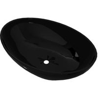 vidaXL Lavabo ovale Céramique 40 x 33 cm Noir