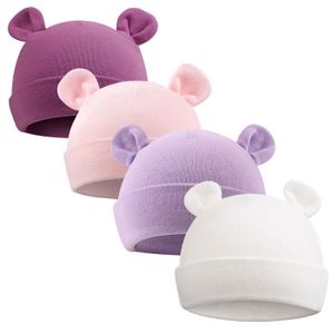 CHAPEAU - BOB Nouveau - né automne hiver chapeau, 0 - 6 mois fille hôpital chapeau (blanc + rose + violet clair + violet foncé, prématuré)