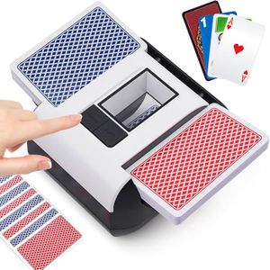 Relaxdays Distributeur De Cartes Avec 6 Jeux Inclus - Sabot Blackjack 10x10x29 Cm, Transparent/Noir