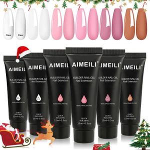 VERNIS A ONGLES AIMEILI Builder Gel Kit Gel Construction Ongle UV 6 Couleurs Extension Ongle Gel Semi Permanent Faux Ongles Kit9