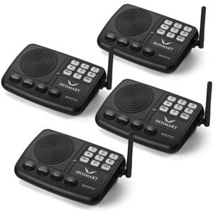 INTERPHONE - VISIOPHONE Interphone sans fil - HOSMART - 7 Canaux - Appel de groupe - Surveillance audio - Pour domicile et lieu de travail (pack de 4)