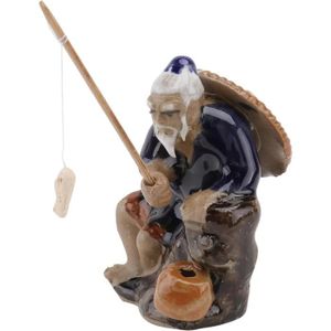 STATUE - STATUETTE   Mini Figurines De Pêcheur Chinois En Céramique - O