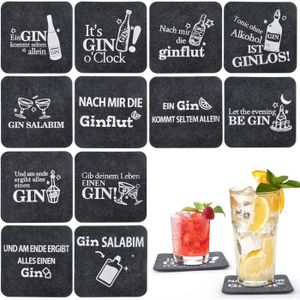 GIN Lot de sous-verres à gin, verres à gin tonique, dessous de verre avec inscription en gingembre, dessous de verre en feutre, A503